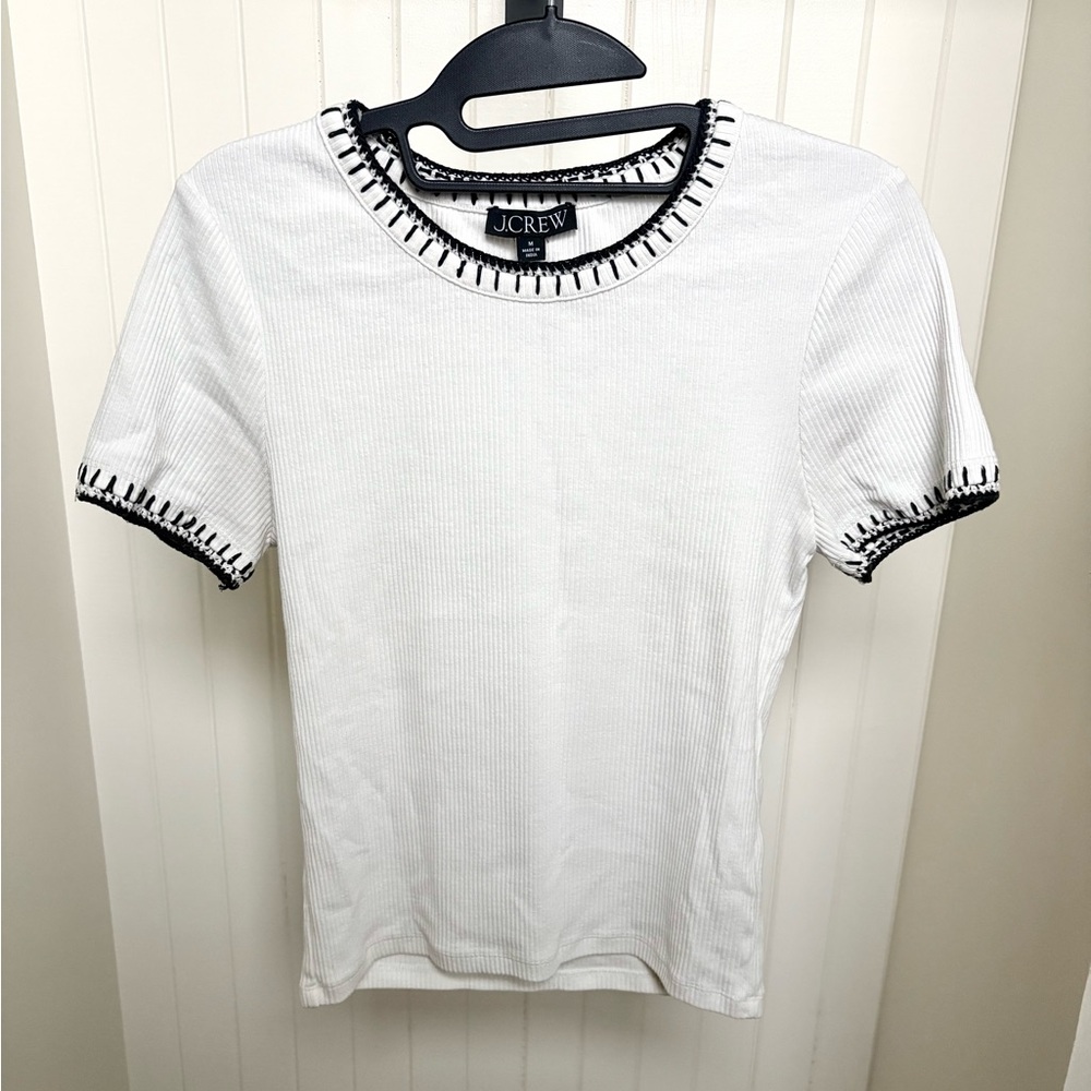 J. Crew Ribbed T Shirt with Contrast Stitch